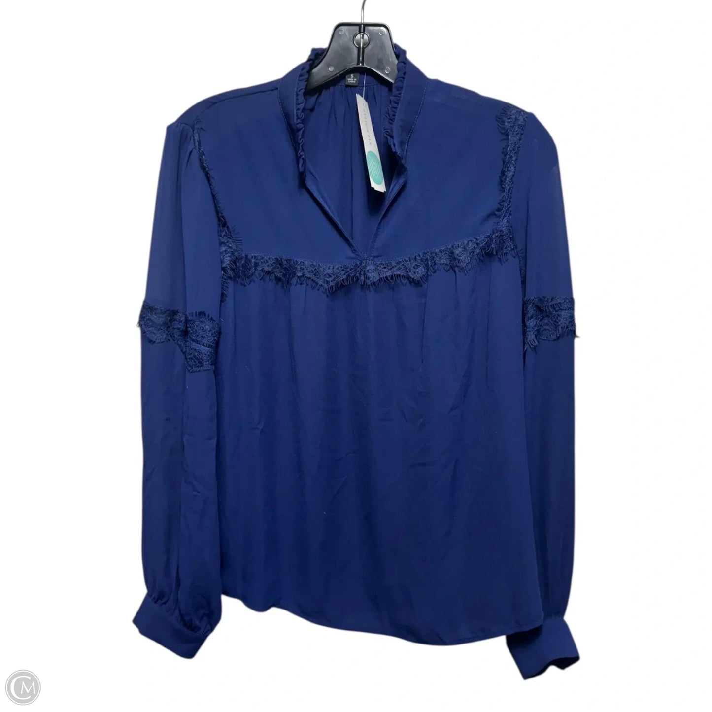 Harper Renaissance Neckline Blouse Long Sleeve By Strut & Bolt In Navy, Size: S