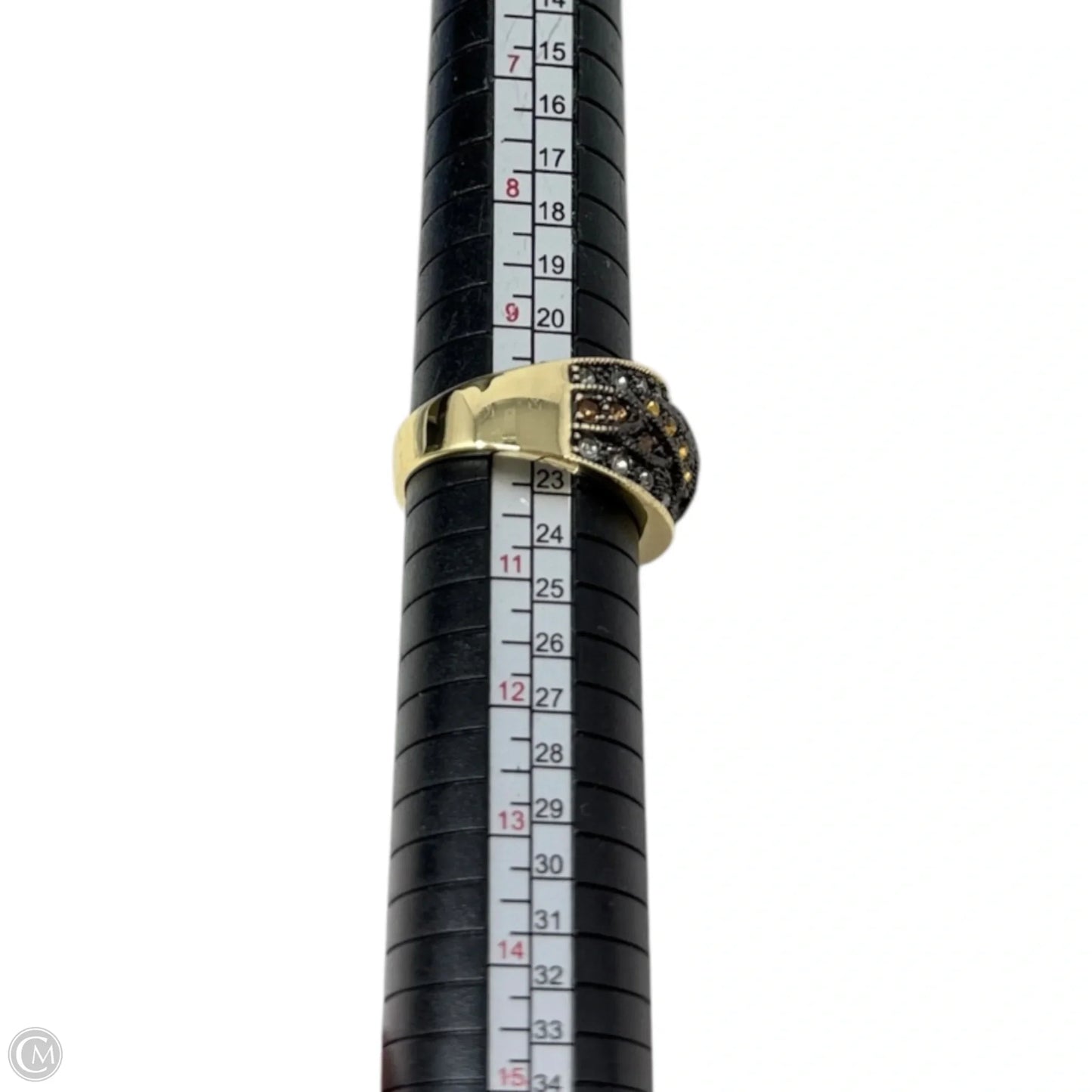 Gold & Black Tone Amber & Clear Crystal Statement Ring By Joan Rivers, Size: 10