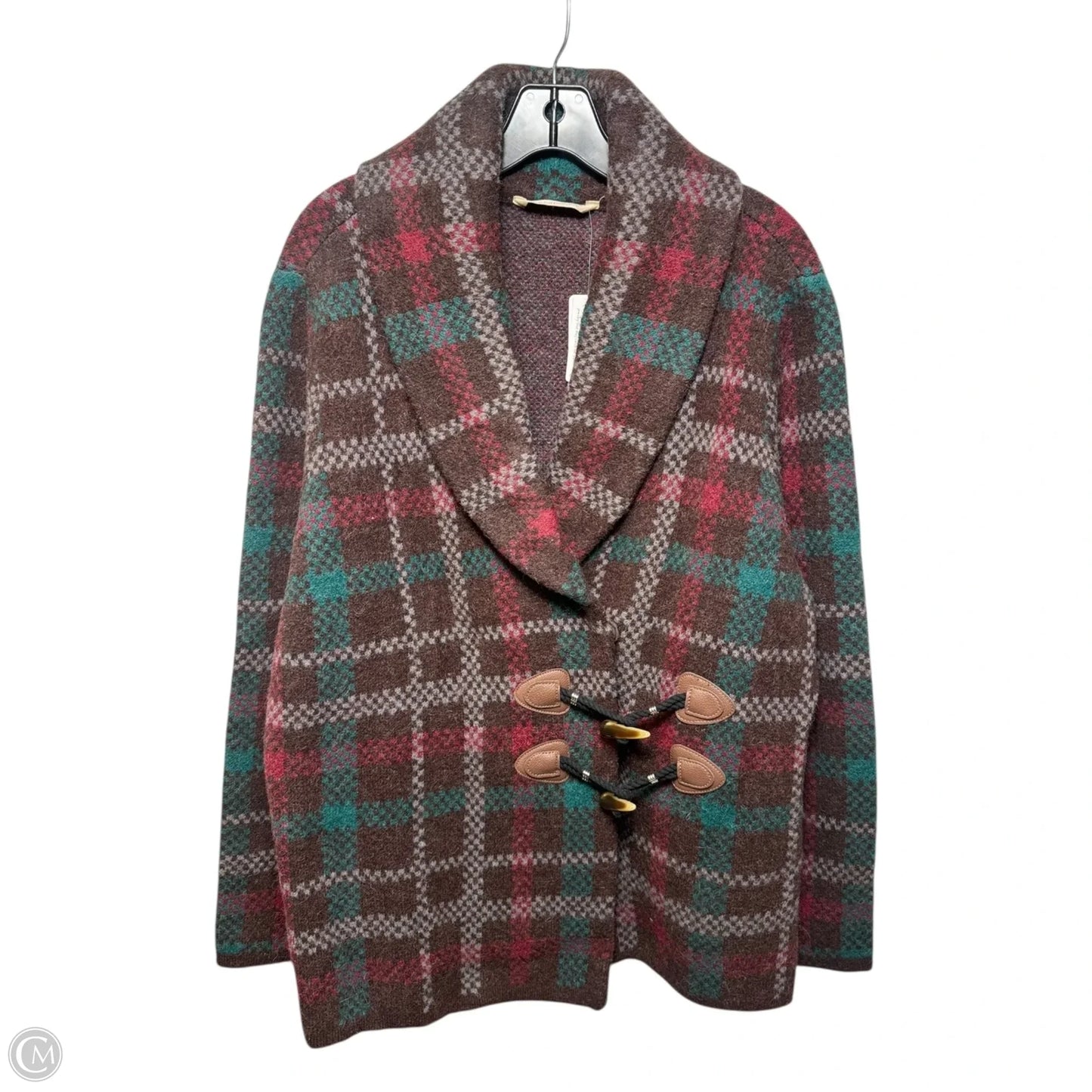 Coat Wool Blend By Soft Surroundings In Plaid Pattern, Size: L