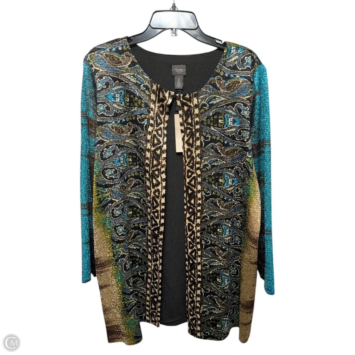 Crinkle Jacket By Chicos In Multi-colored, Size: 12