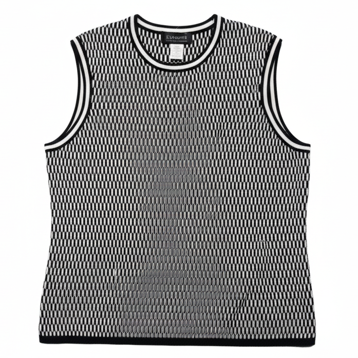 Vest Sweater By Magaschoni In Black & White, Size: L