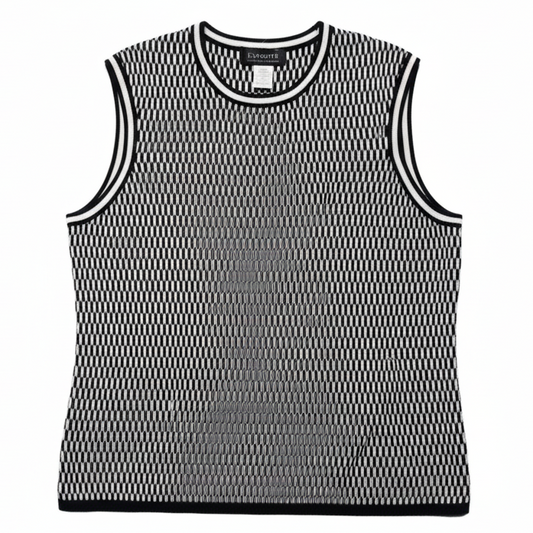 Vest Sweater By Magaschoni In Black & White, Size: L