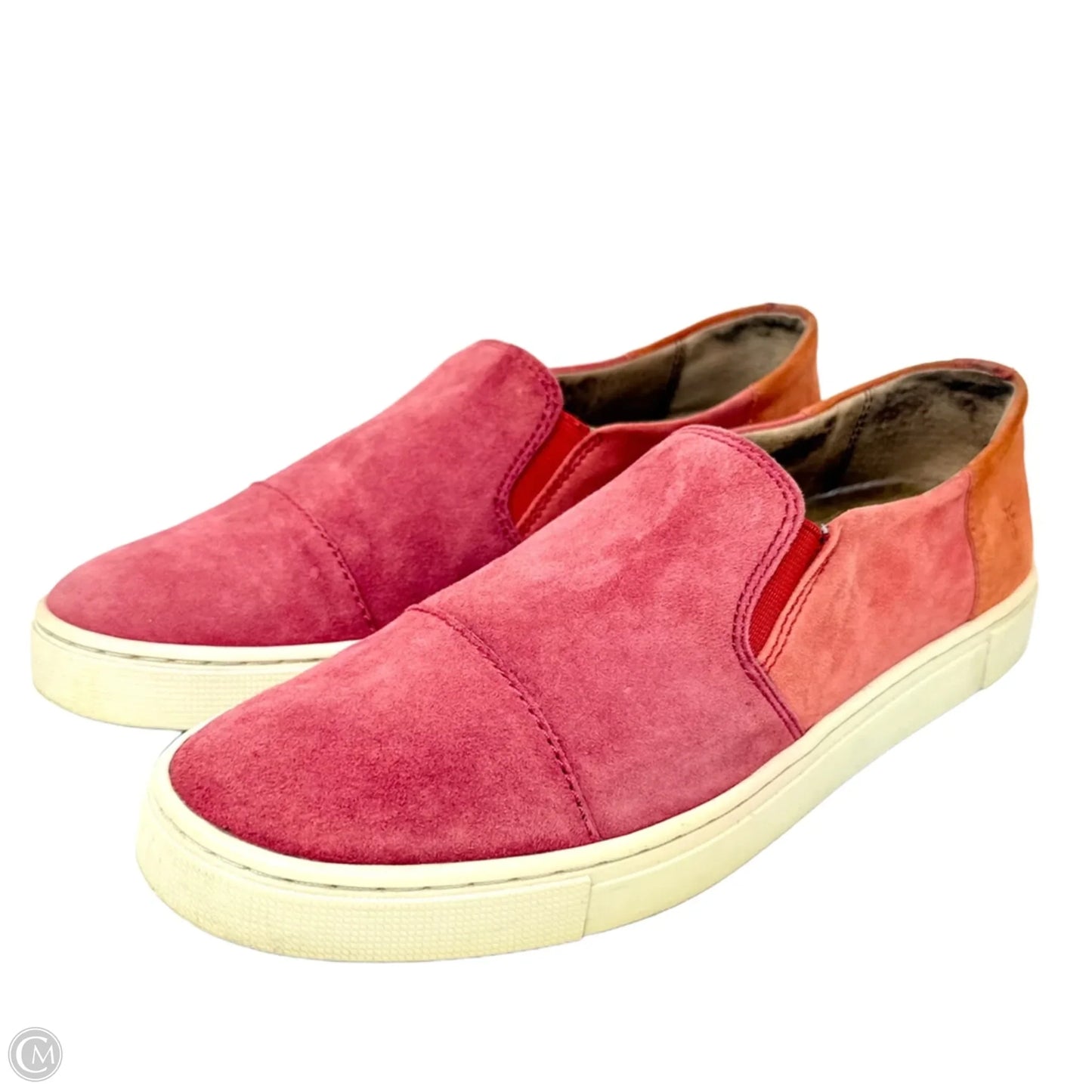 Gemma Cap Toe Suede Slip-On Sneakers Designer By Frye In Orange & Red, Size: 6.5
