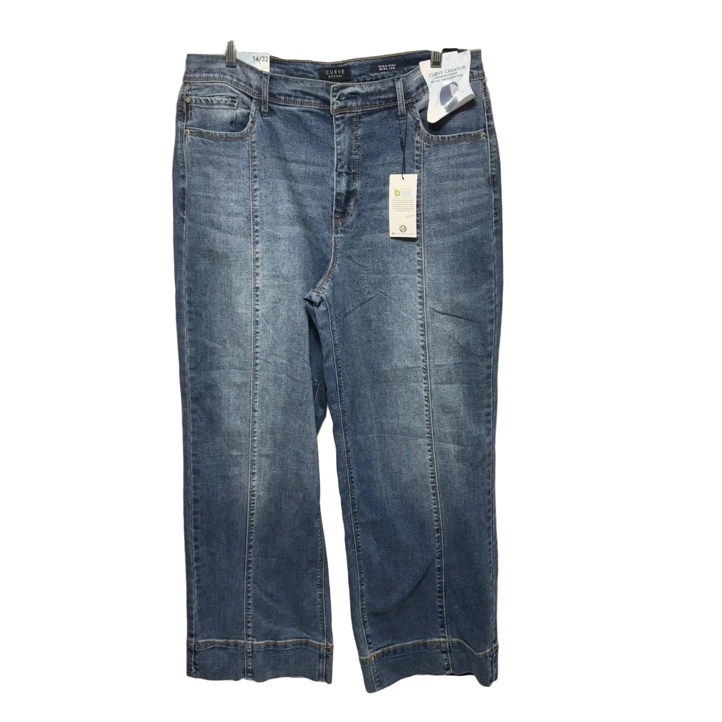 Jeans Wide Leg By Curve Appeal In Blue Denim, Size: 14