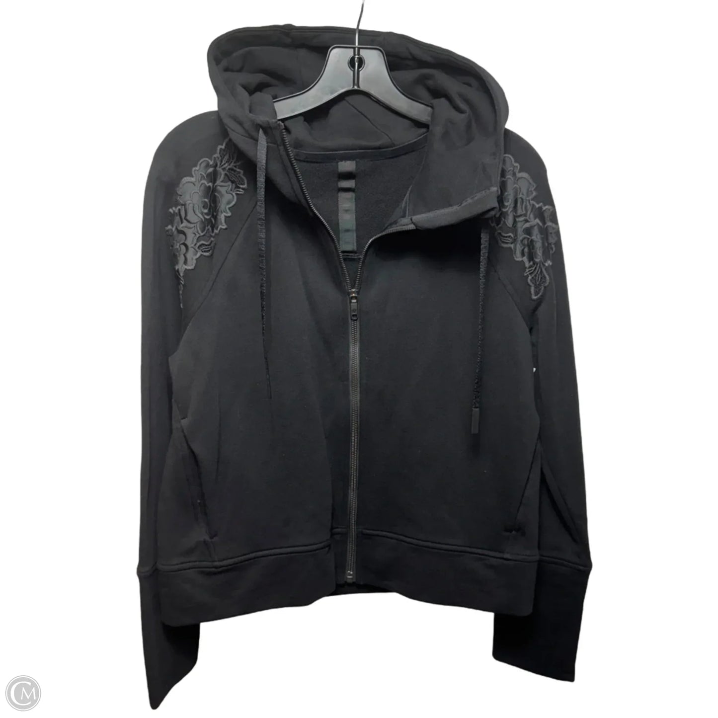 Floral Athletic Sweatshirt Hoodie By Lululemon In Black, Size: 10