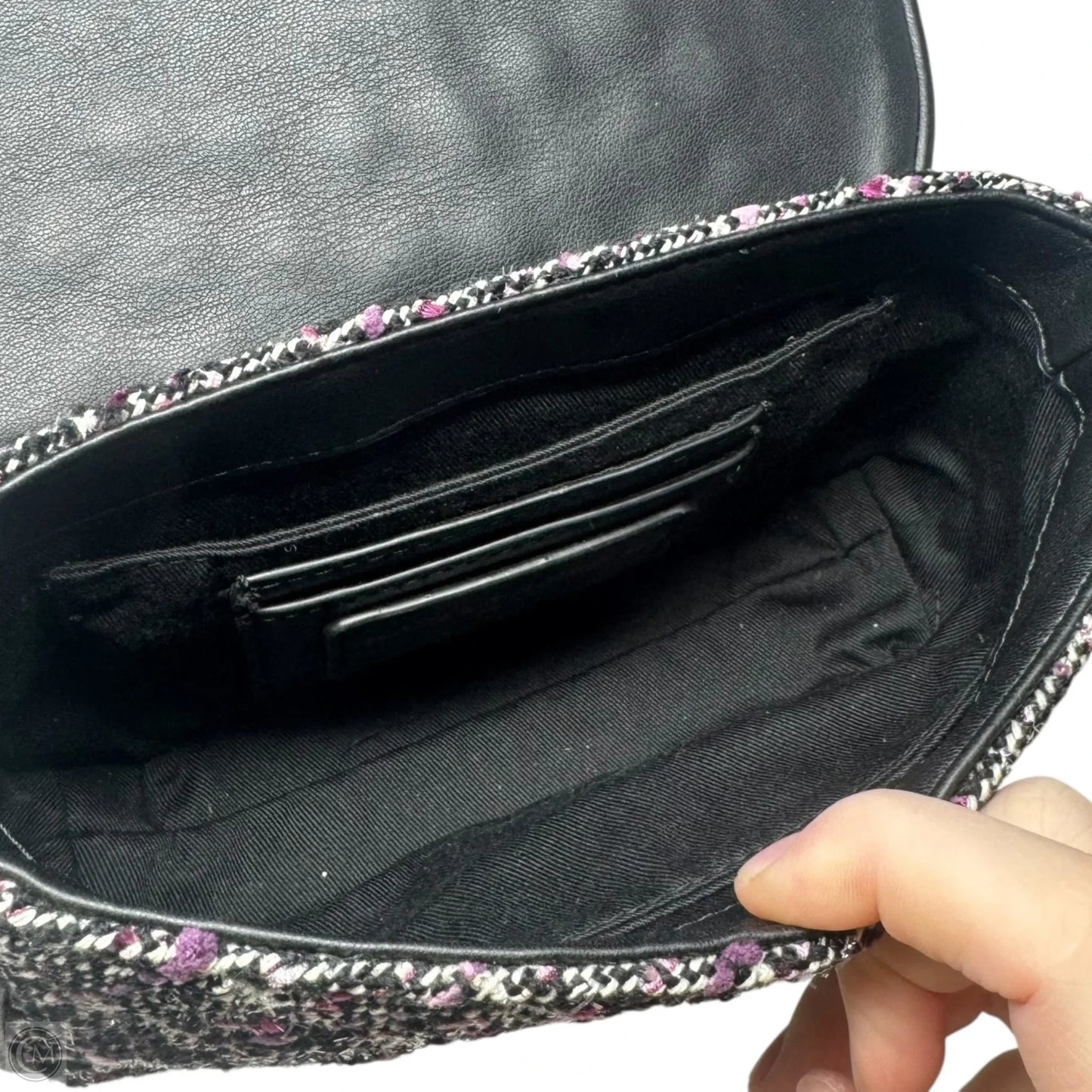 Tweed Crossbody Handbag Designer By Karl Lagerfeld, Size: Small