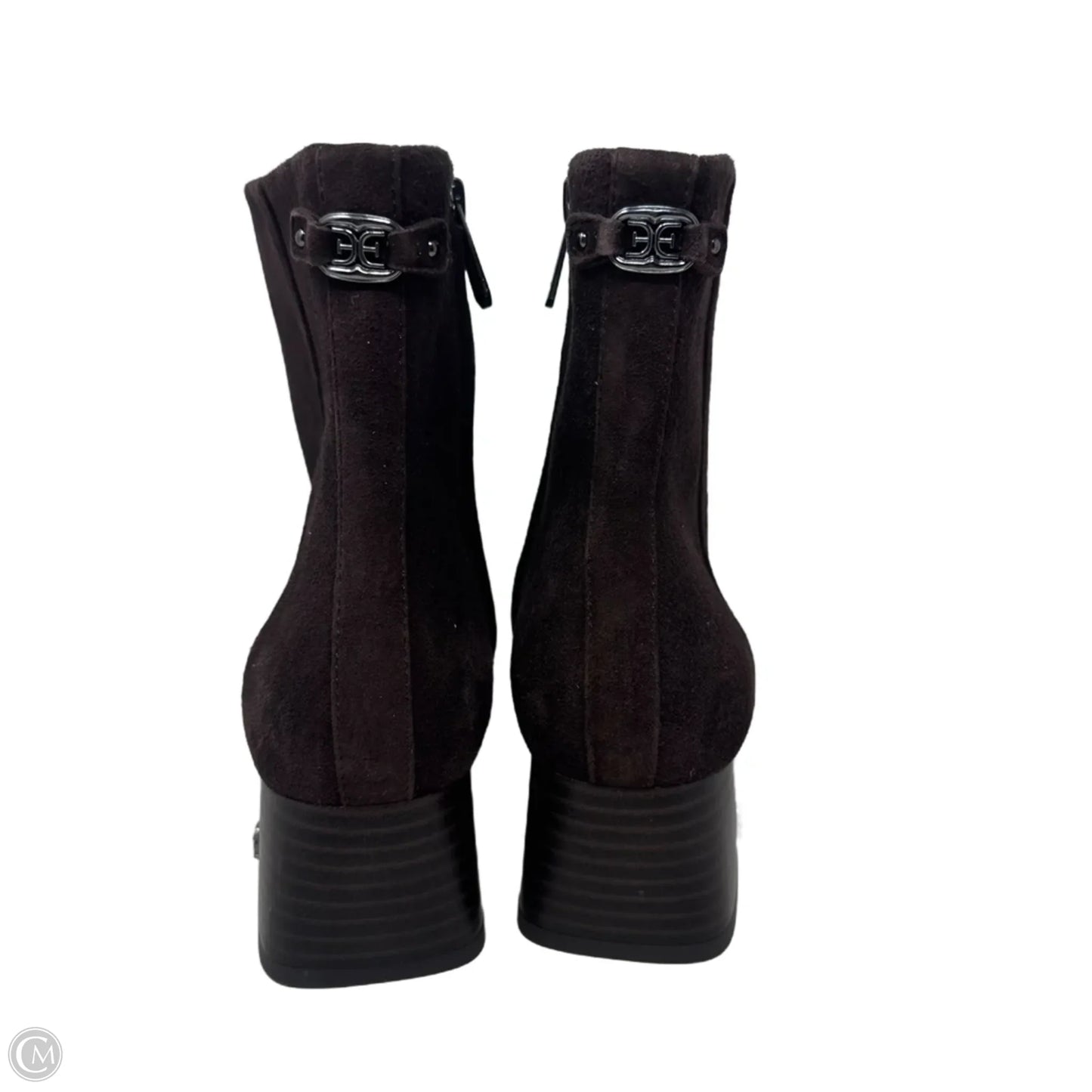 Suede Block Heel Boots Ankle Heels By Sam Edelman In Brown, Size: 7