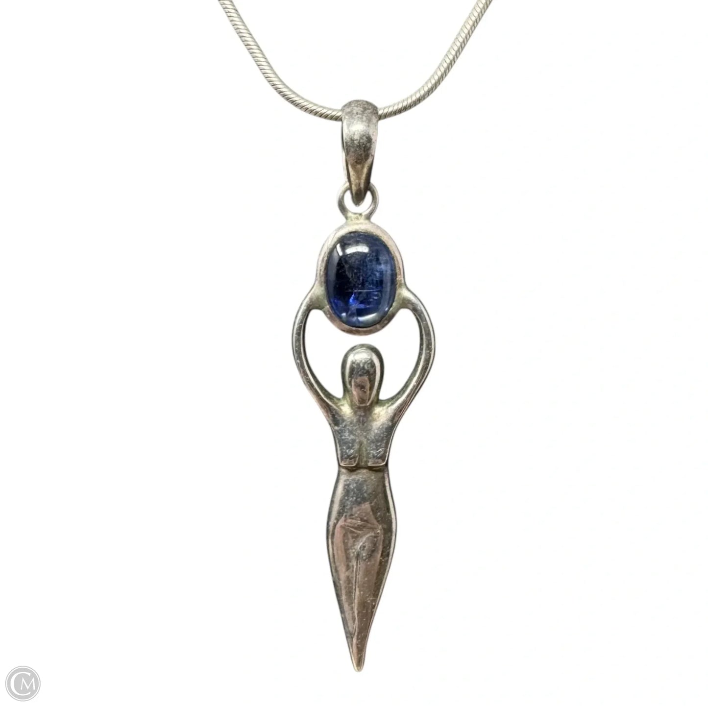 Sterling Silver & Blue Stone Pendant Necklace