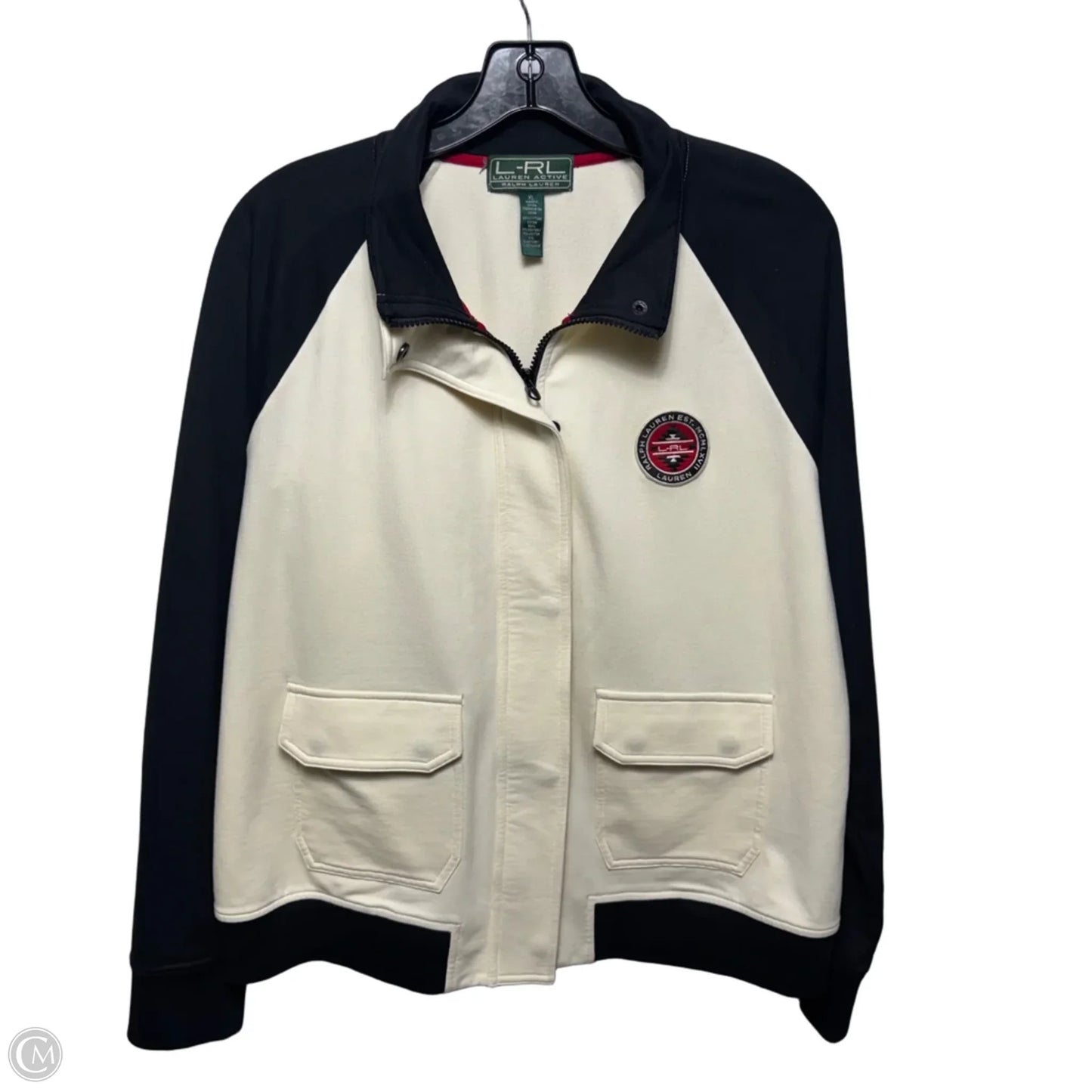 Jacket By Lauren Ralph Lauren Active In Black & Cream, Size: XL