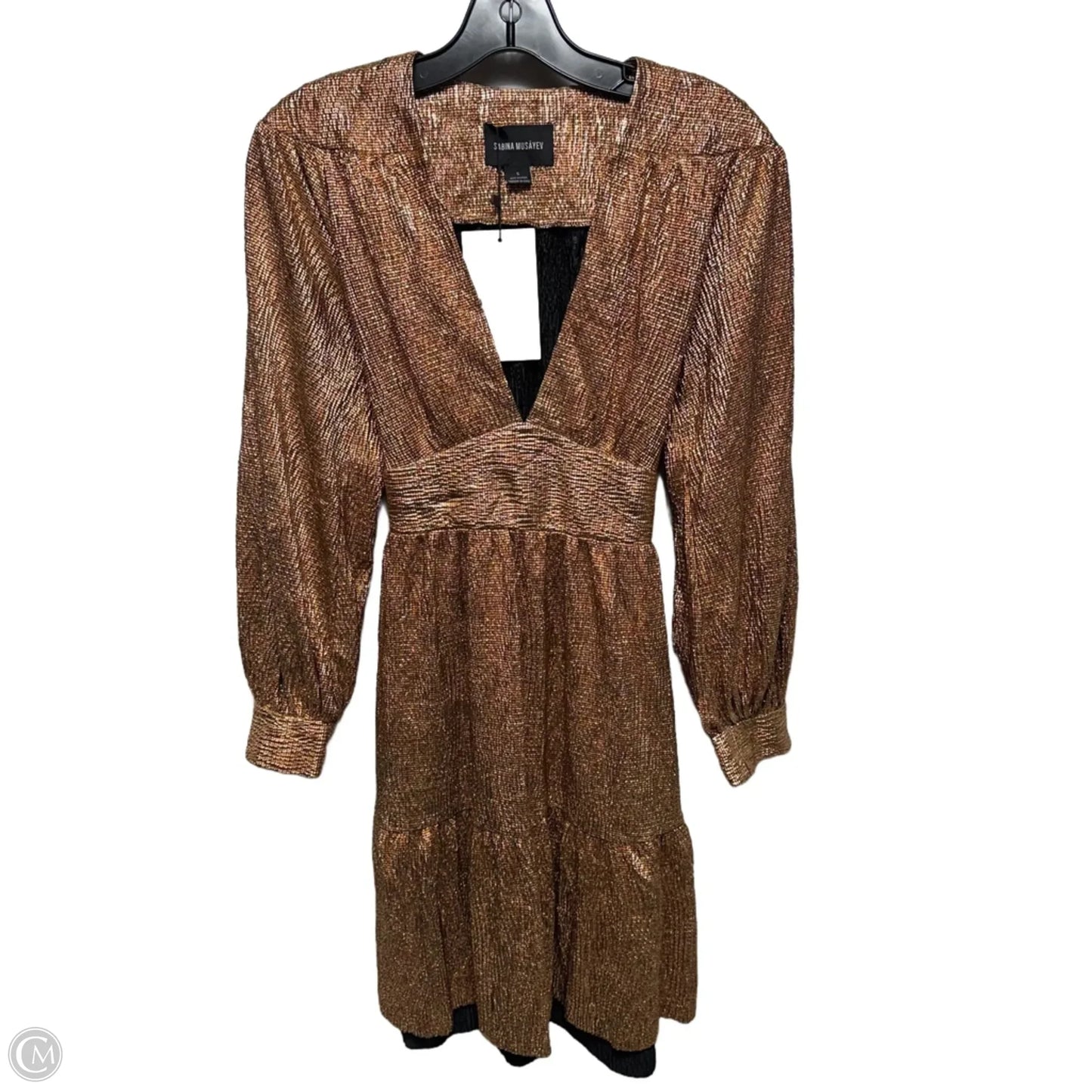 Jamey Metallic Party Dress By Sabina Musayev In Gold, Size: S