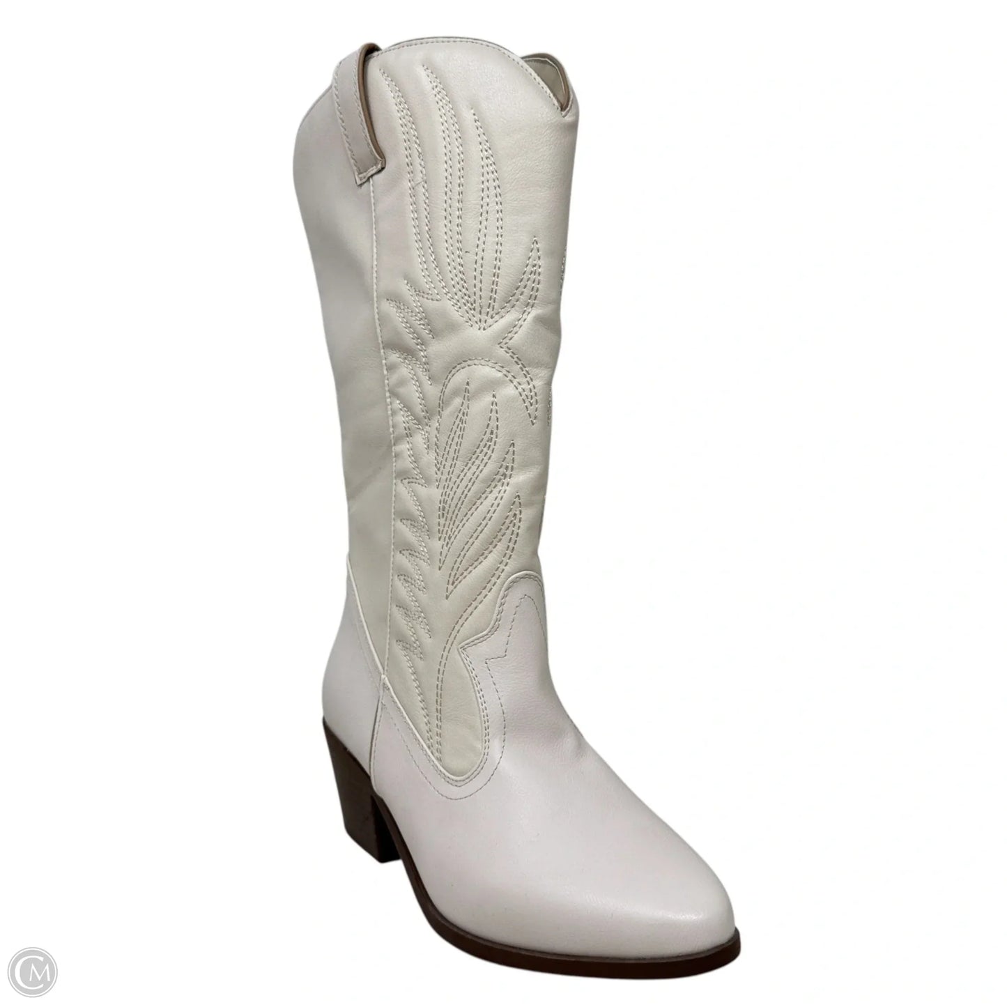 Vegan Leather Hoedown Western Boots By Qupid In Cream, Size: 7.5