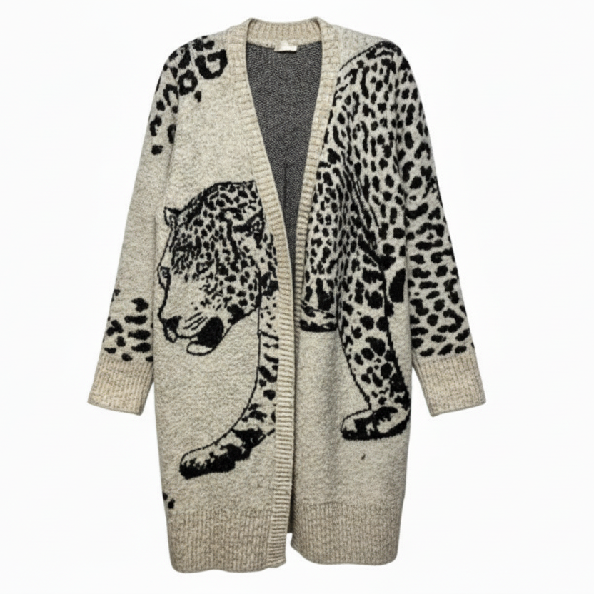 Lucerne Leopard Longline Cardigan Sweater By Moth In Animal Print, Size: M