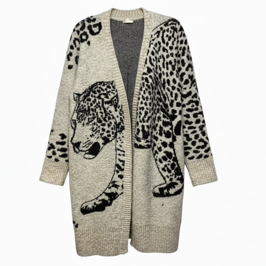 Lucerne Leopard Longline Cardigan Sweater By Moth In Animal Print, Size: M