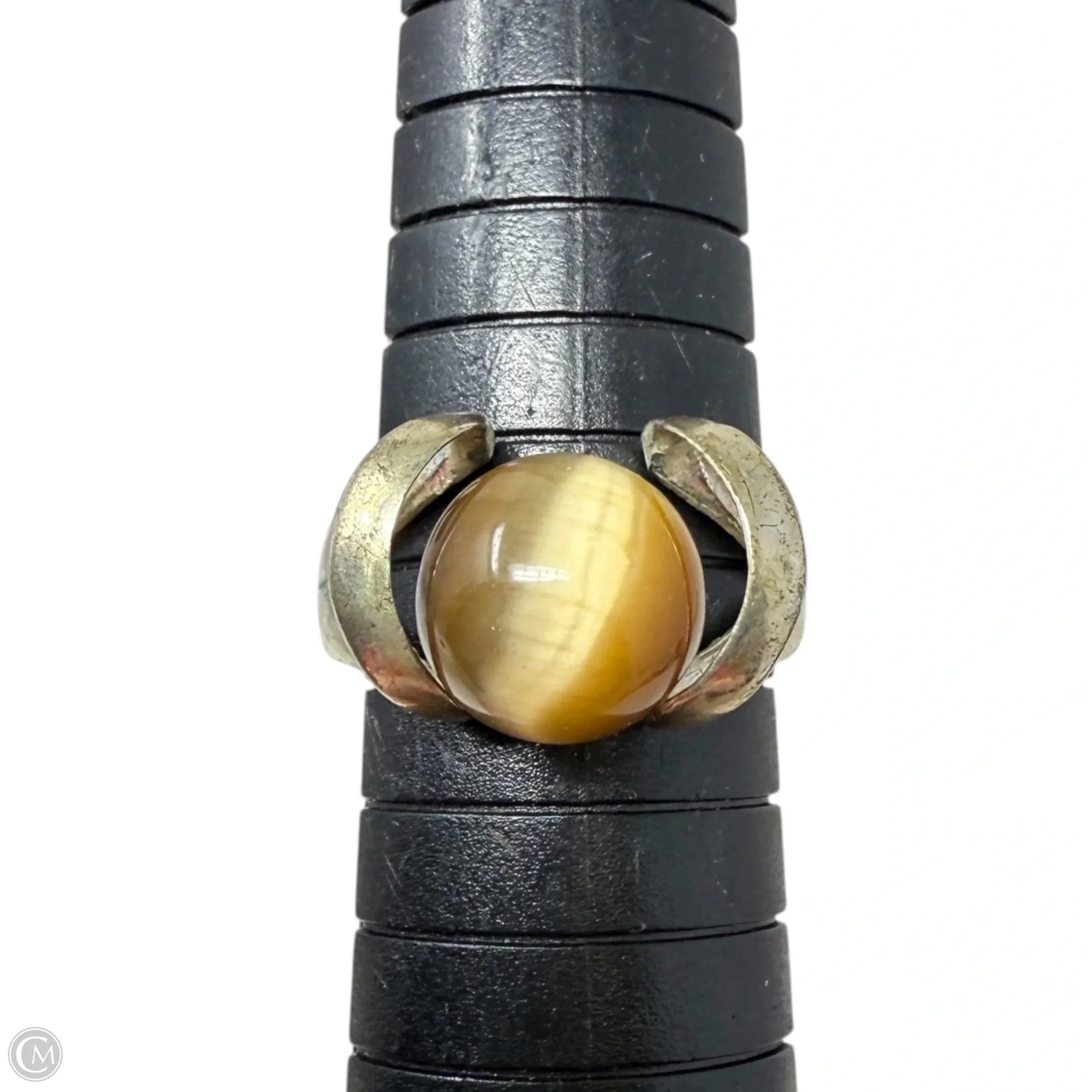 Modernist Sterling Silver & Tiger’s Eye Marble Ring, Size: 7