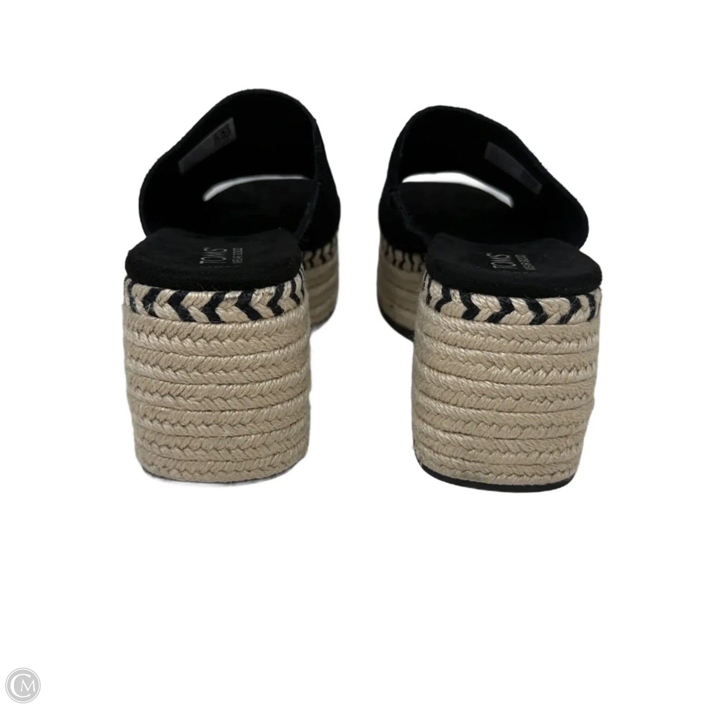 Laila Mule Platform Espadrille Sandals By Toms In Black & Cream, Size: 8.5