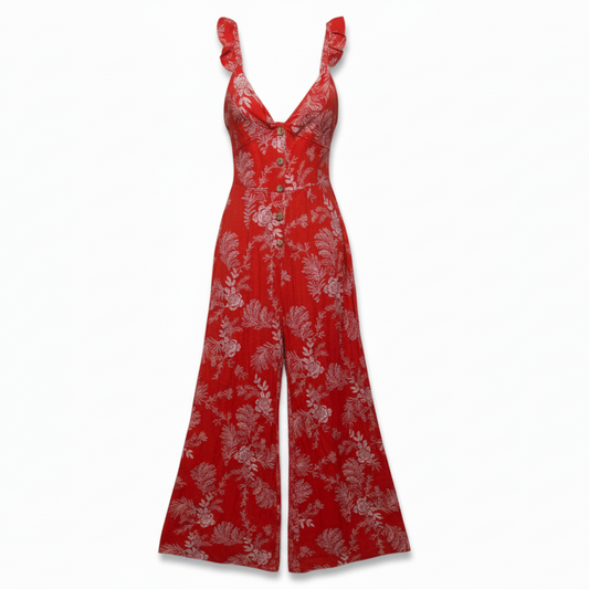 Be The One Jumpsuit Floral Jumpsuit By Free People In Red, Size: 0