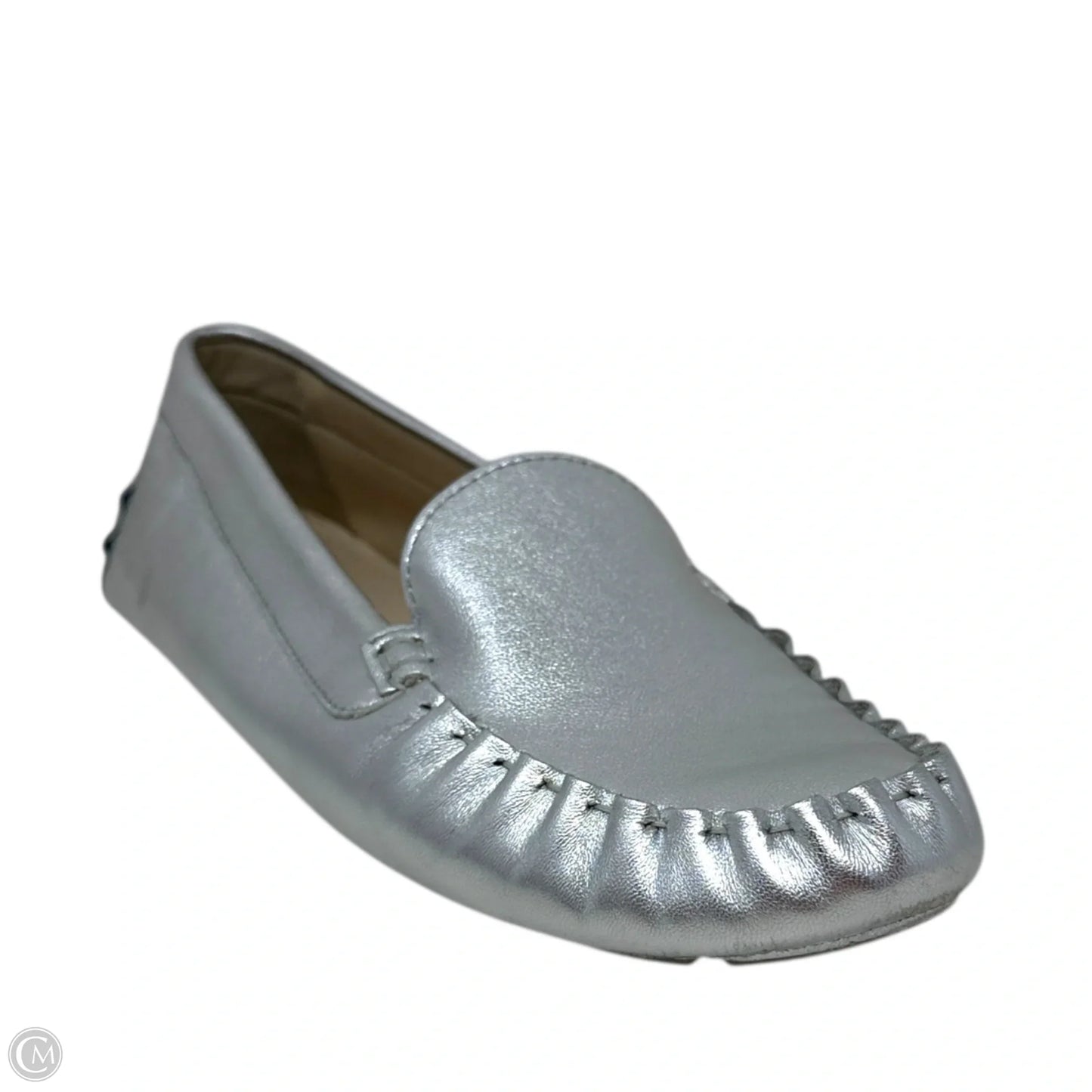 Evelyn Leather Driver Loafers By Cole-haan In Silver, Size: 9