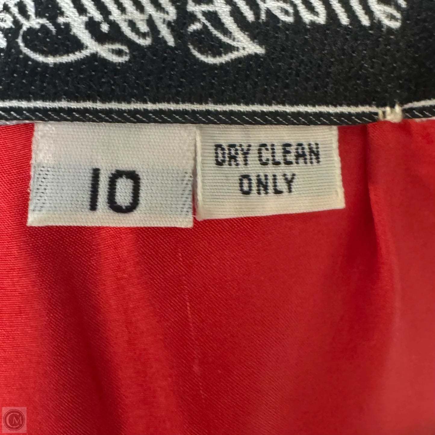 Vintage Linen Midi Dress Designer By Carolina Herrera In Red, Size: 10