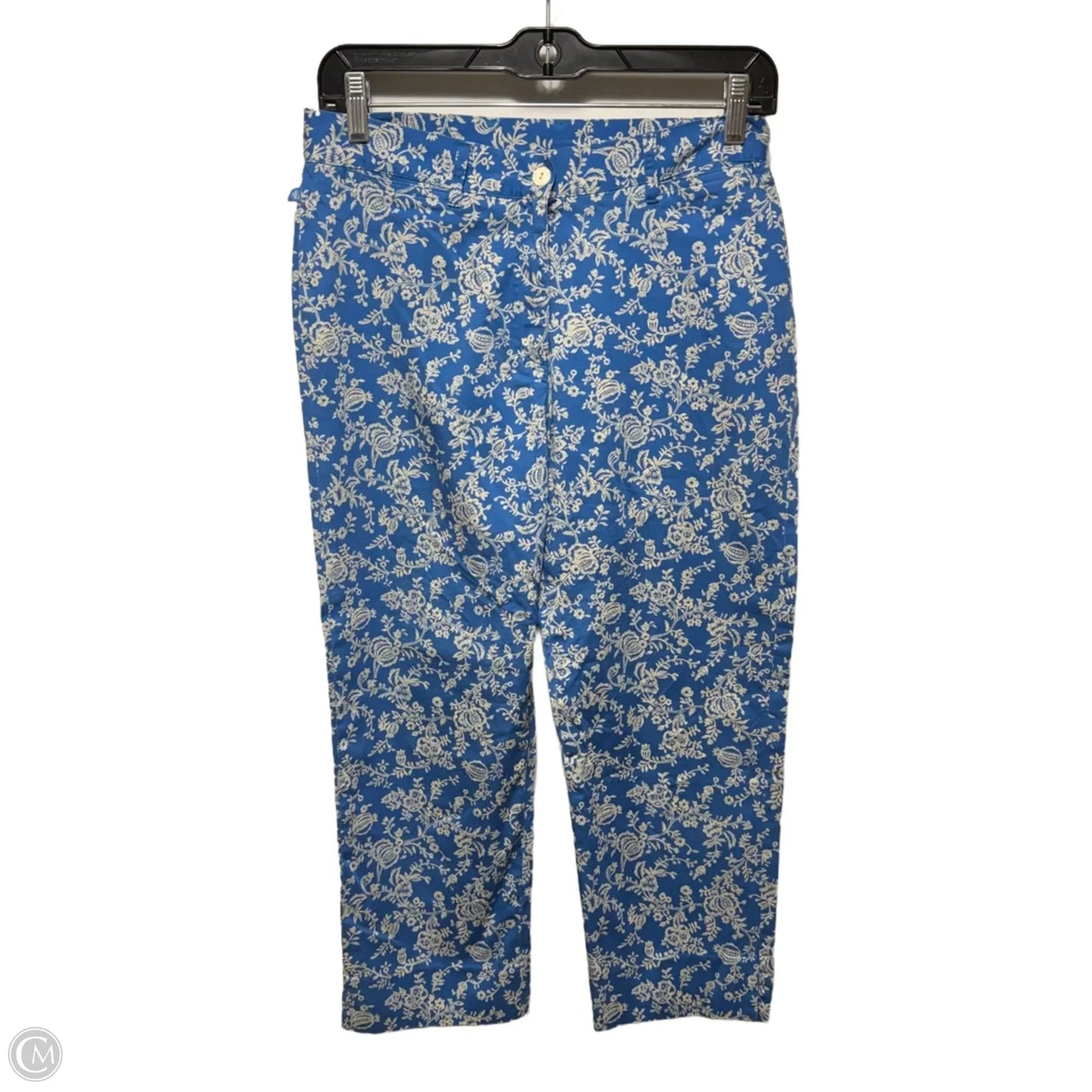 Pants Cropped By Lauren By Ralph Lauren In Blue & White, Size: 4