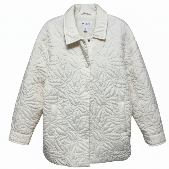 Coat Puffer & Quilted By Tribute In Cream, Size: S