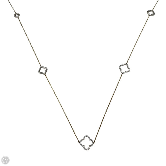 Gold Over Sterling Silver Pave Clover Station Necklace