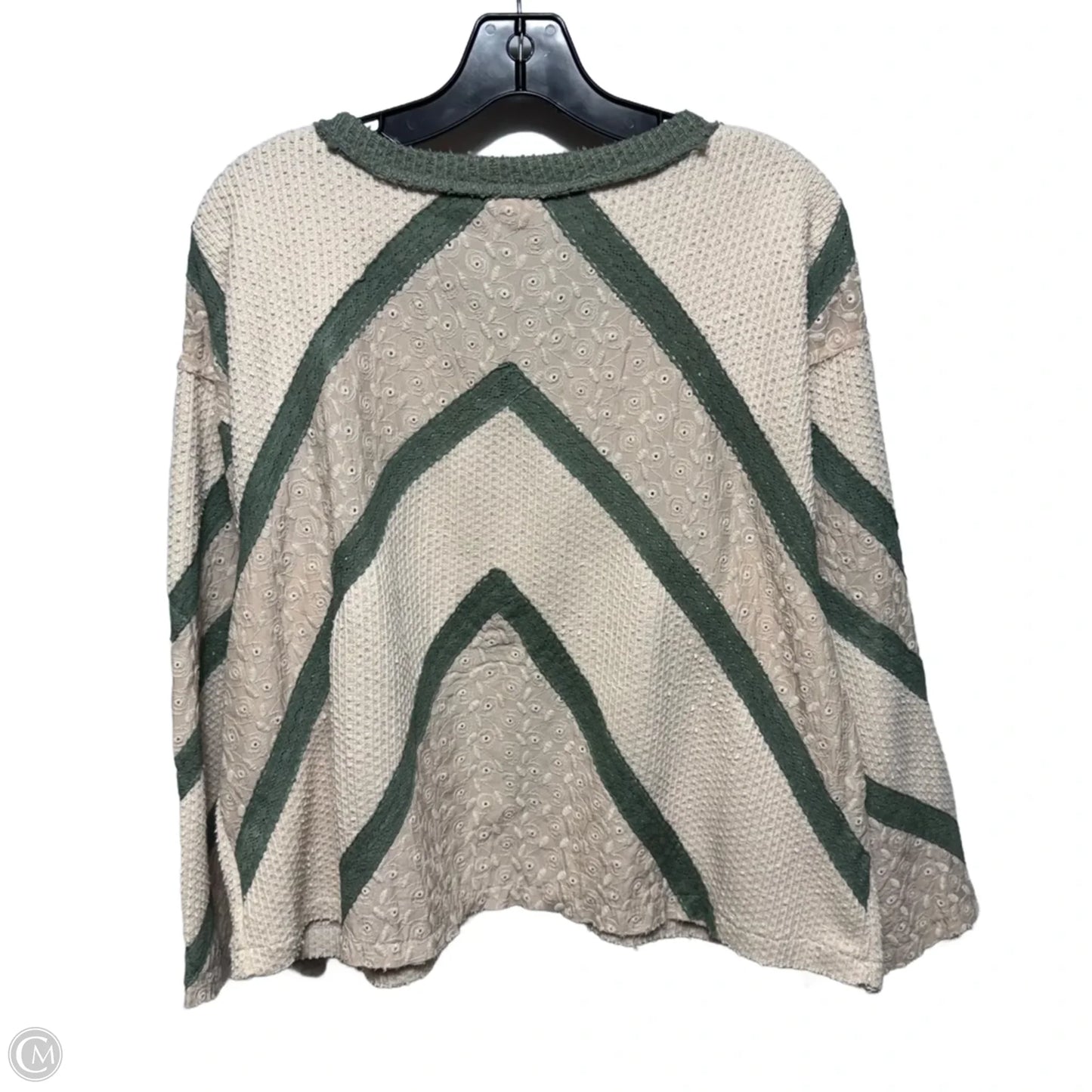 Top Long Sleeve By Pol In Cream & Green, Size: S