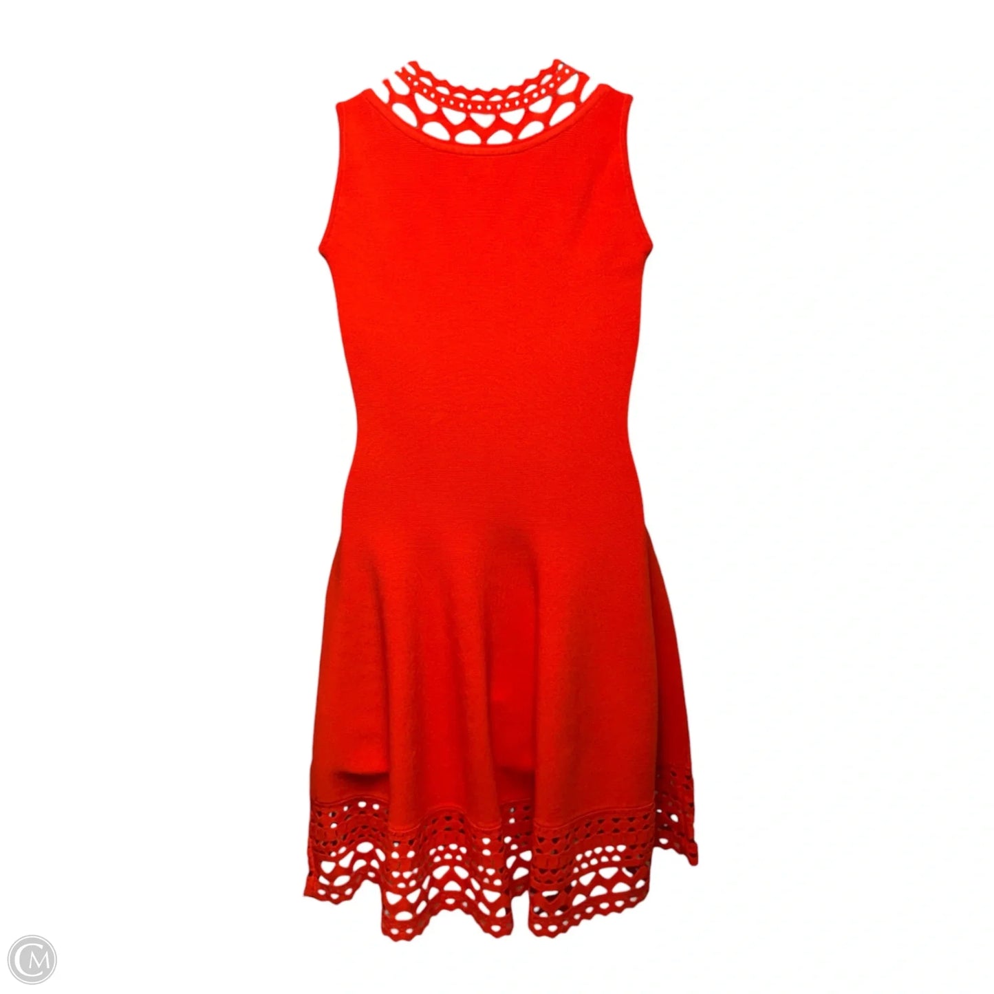 Chain Link Laser Cut Fit & Flare Dress Designer By Milly In Coral, Size: M