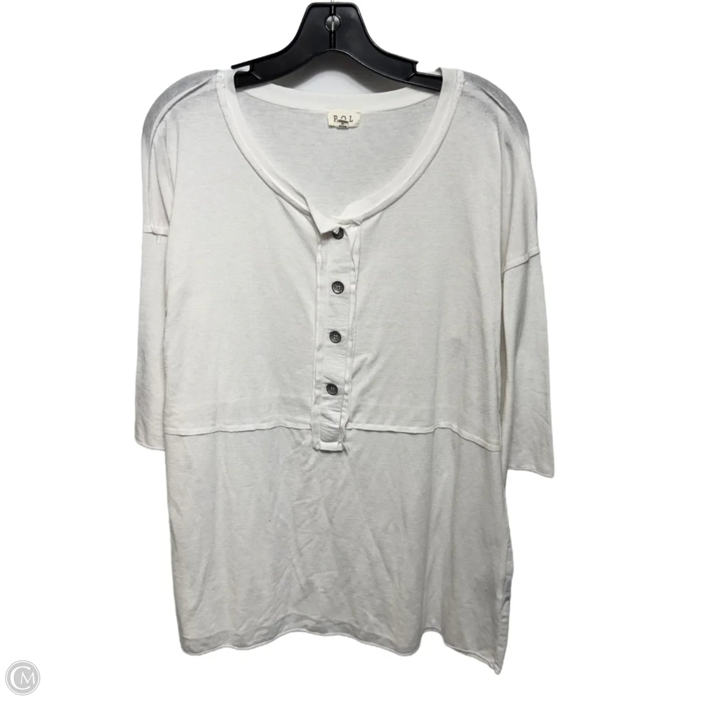 Top 3/4 Sleeve By Pol In White, Size: M