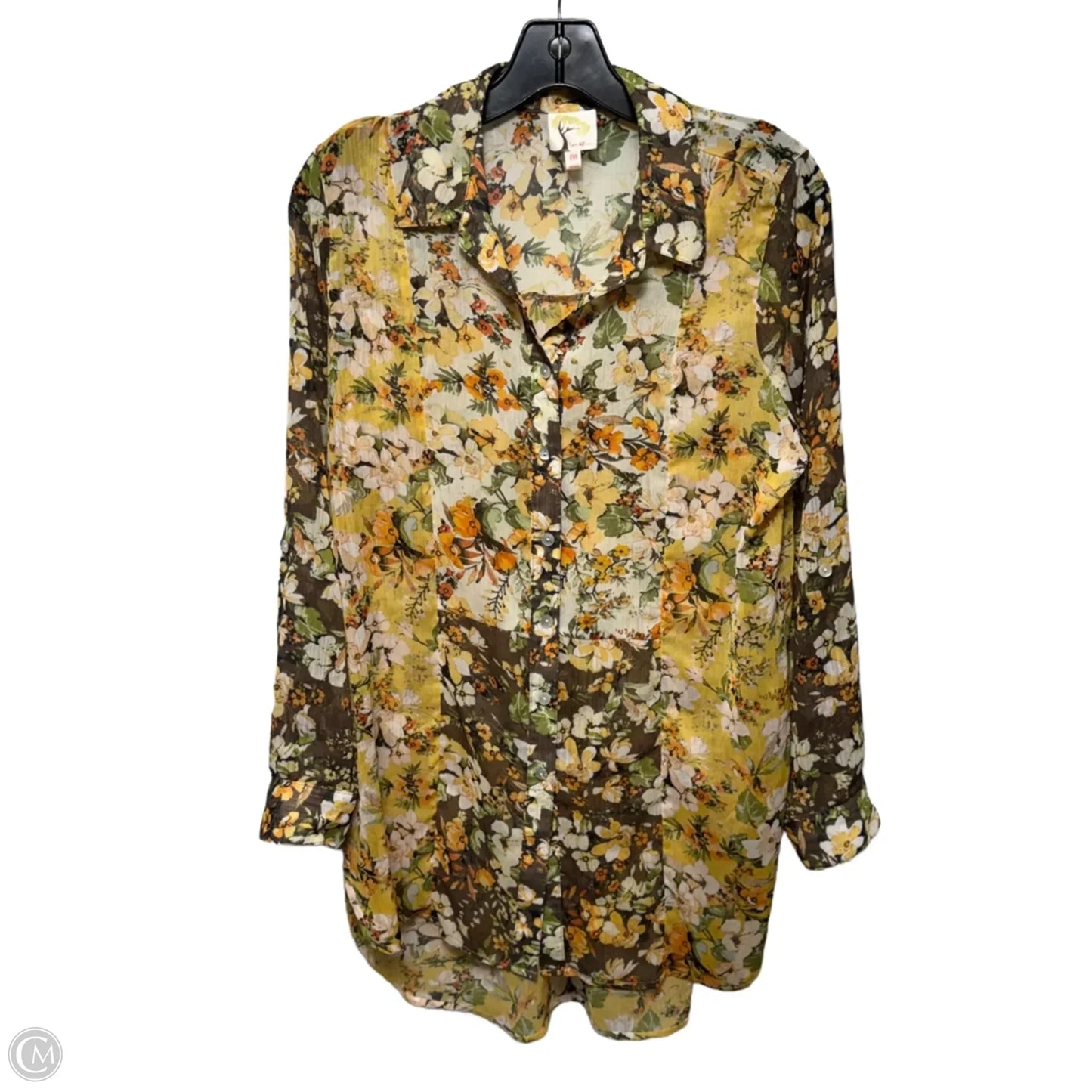 Tunic Long Sleeve By Fig and Flowers In Floral Print, Size: M
