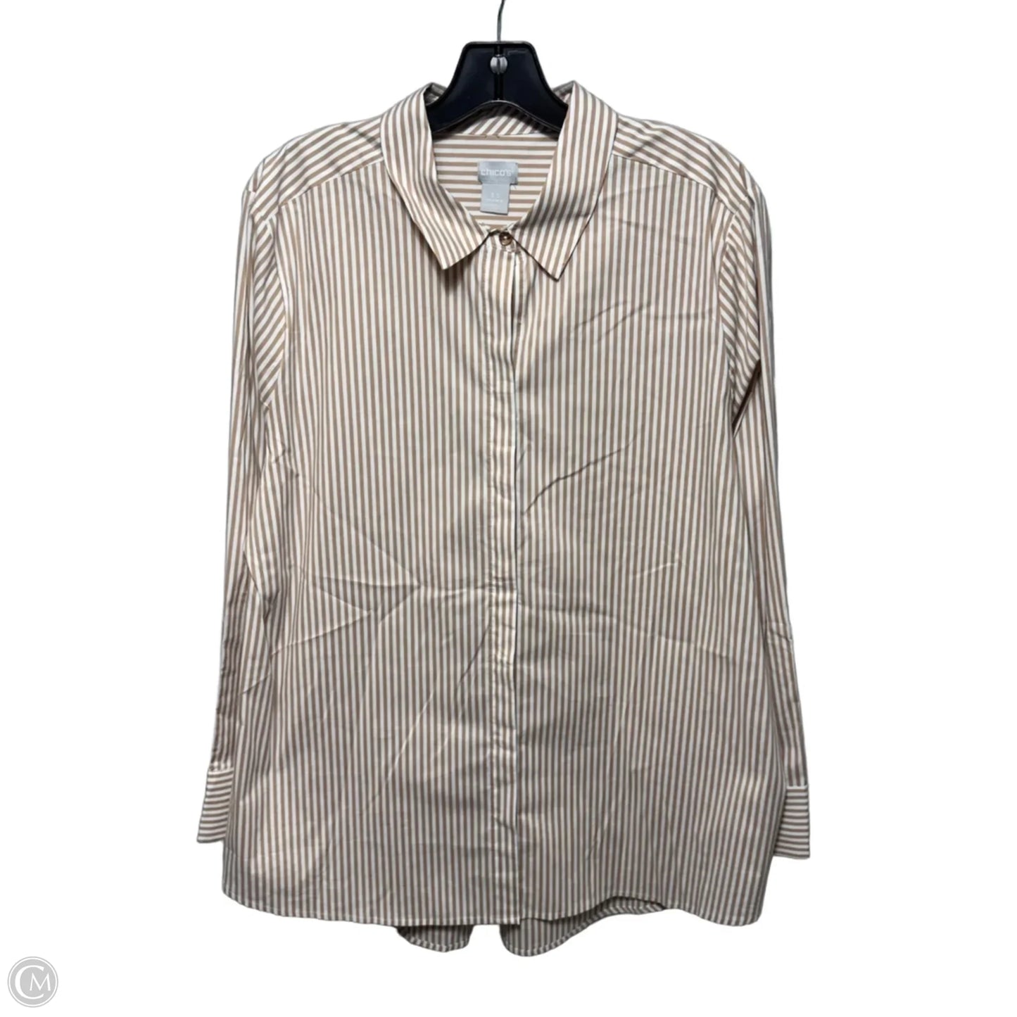 Top Long Sleeve By Chicos In Striped Pattern, Size: 18