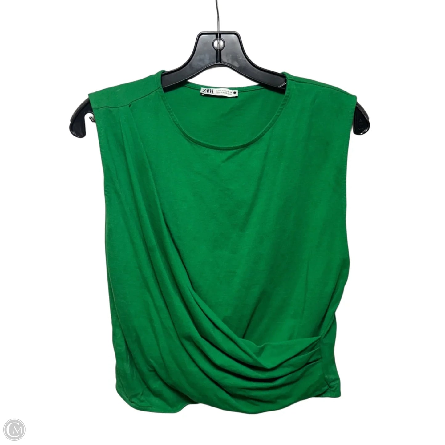 Top Sleeveless By Zara In Green, Size: M