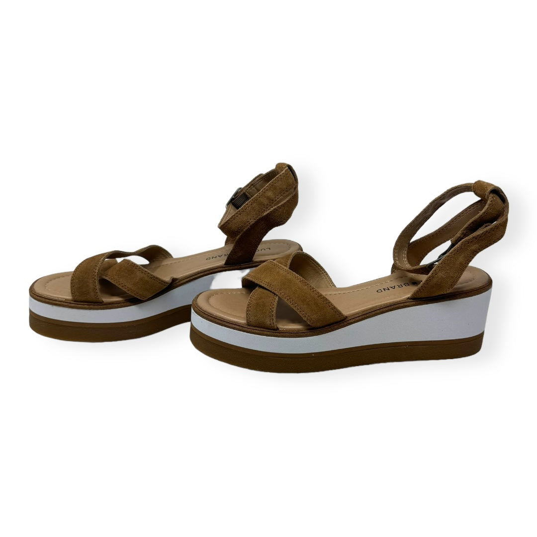 Tan Sandals Heels Wedge Lucky Brand, Size 8.5
