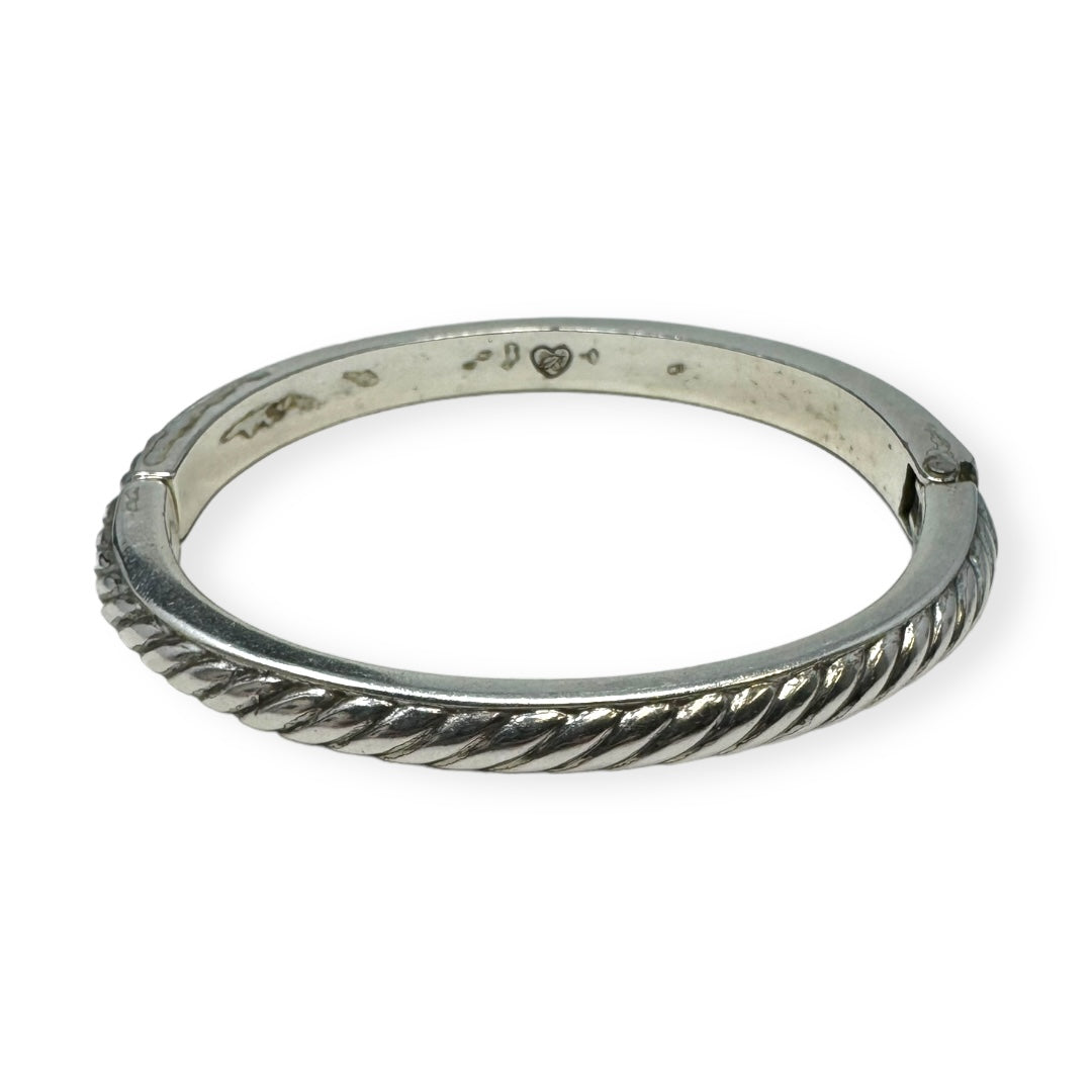 Sacred Love Hinged Silver Bangle Bracelet Designer By Brighton