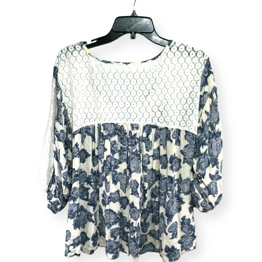 Floral Print Top 3/4 Sleeve Free People, Size S