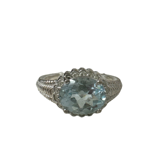 Aquamarine & Sterling Silver Ring By Unknown Brand Size: 9