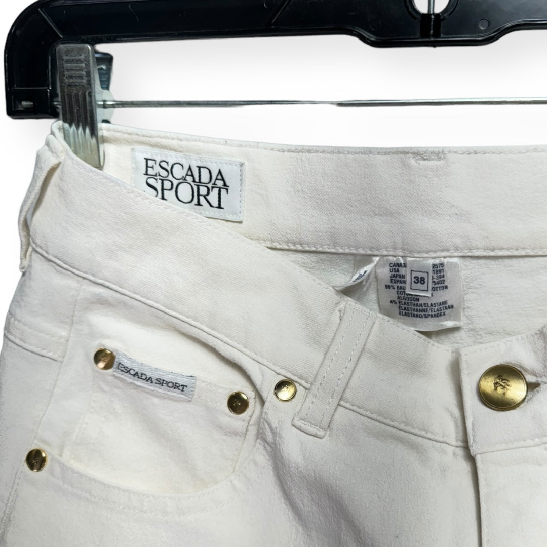 Cream Pants Designer Escada, Size M