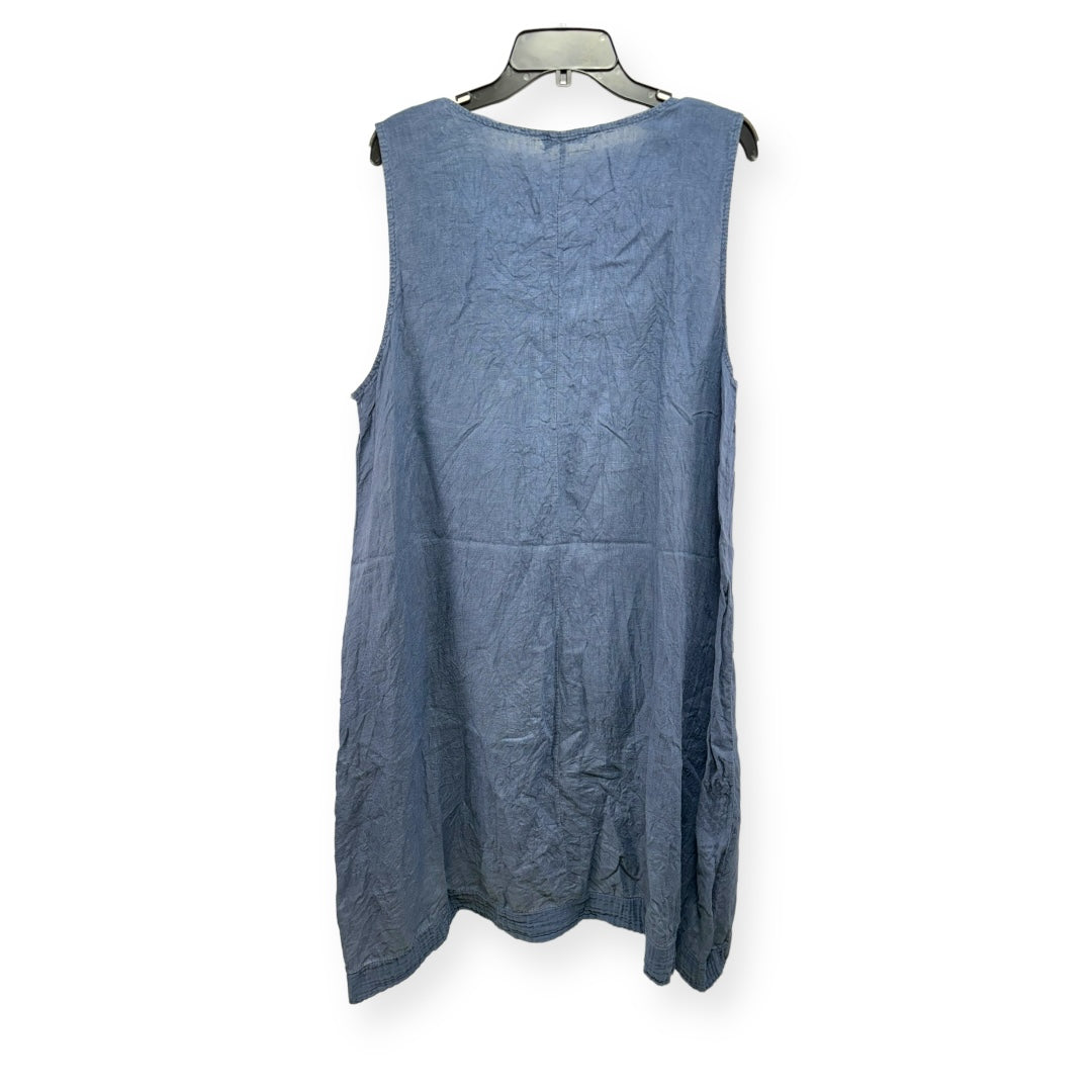 Linen Blue Dress Casual Midi Lungo L’Arno, Size 1x