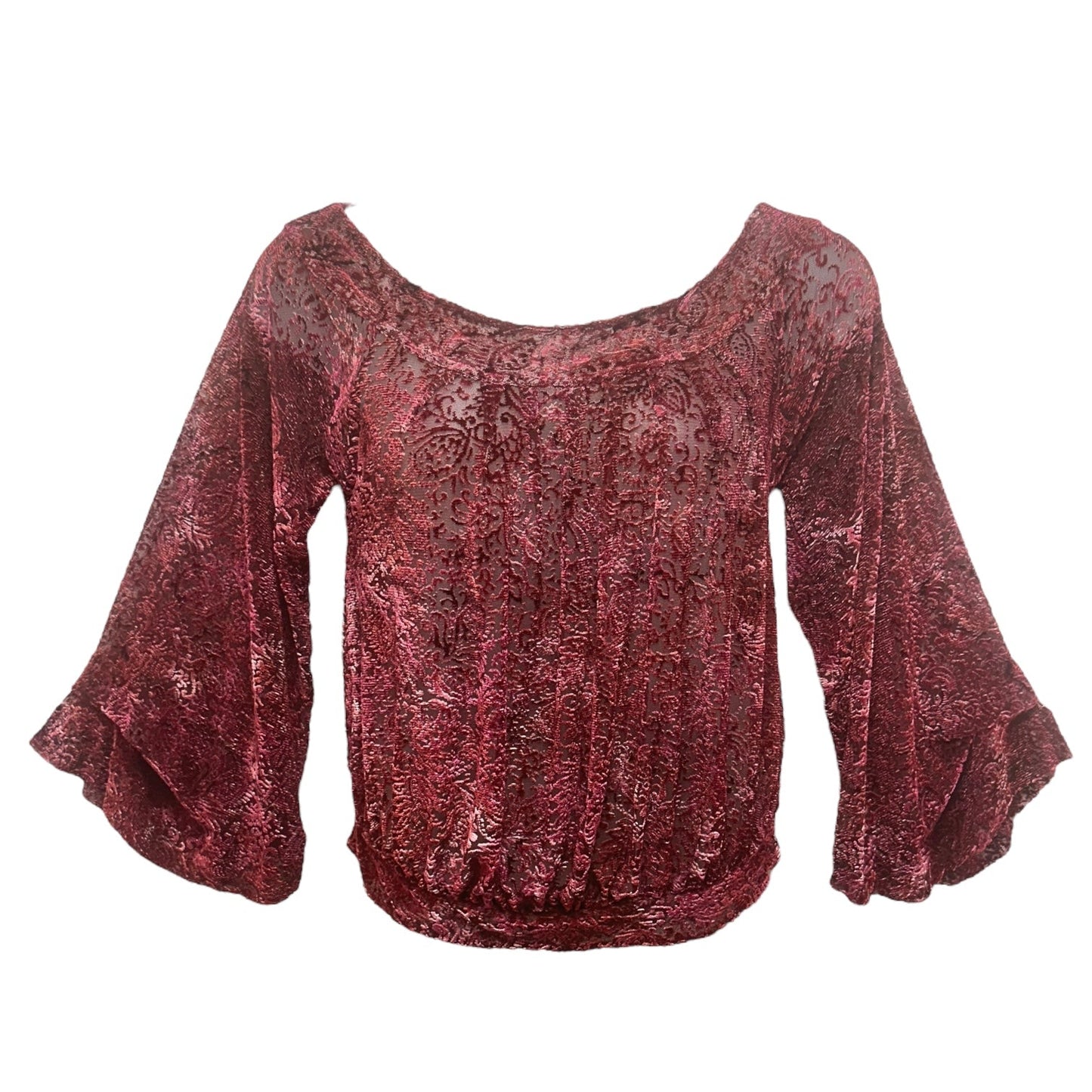 Ginger Berry Off Shoulder Burnout Top Free People, Size M