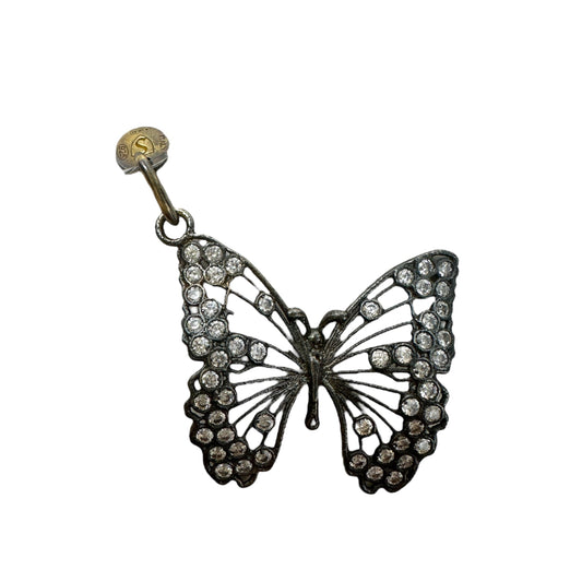 Crystal & Sterling Silver Butterfly Pendant Unknown Italy Brand