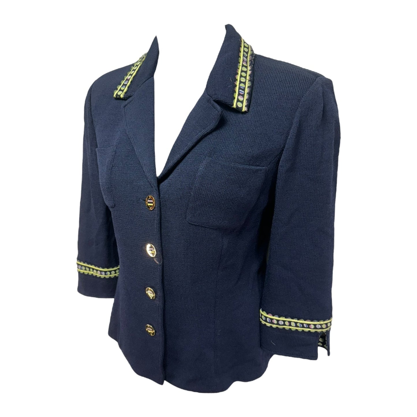 Blazer Luxury Designer By St John Collection In Navy, Size: L