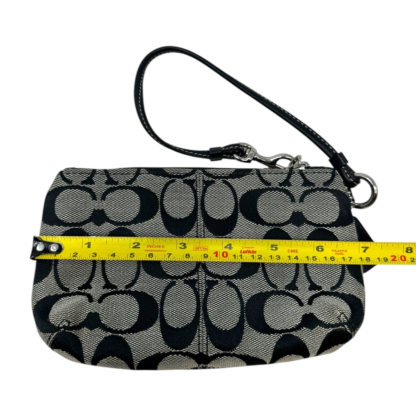 Canvas Turnlock Wristlet Designer By Coach, Size: Medium