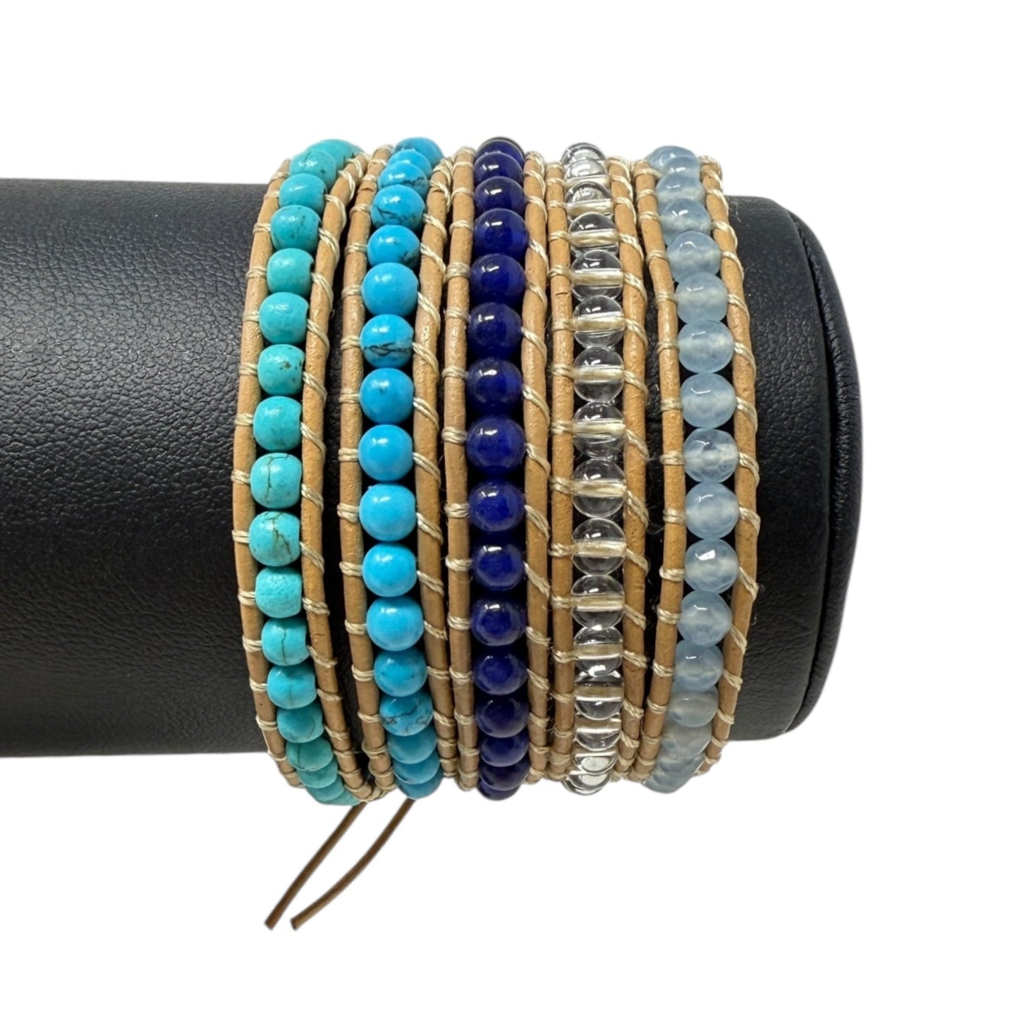 Crystals & Natural Leather Wrap Bracelet By Victoria Emerson