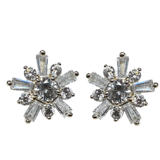 Crystal Snowflake Sterling Silver Stud Earrings By Unbranded