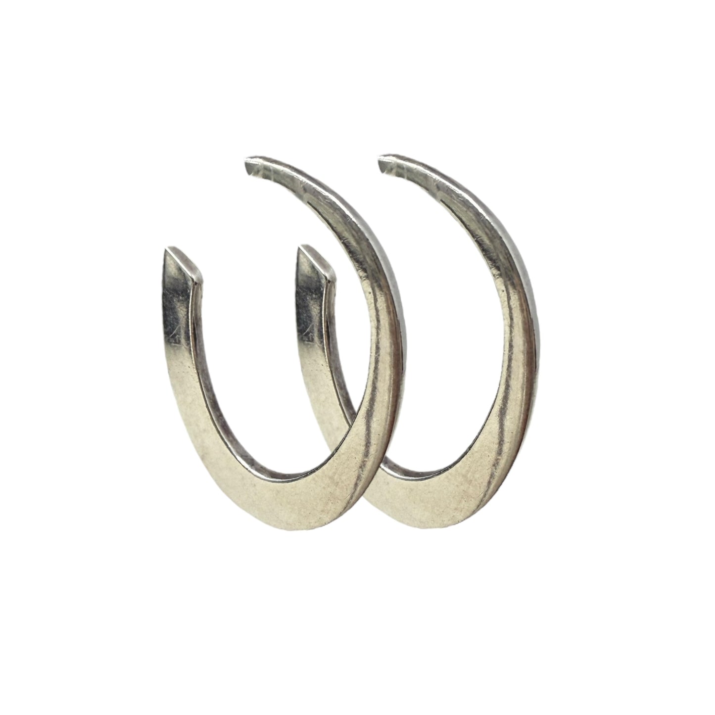 Sterling Silver Flat Hoop Earrings By Unbranded