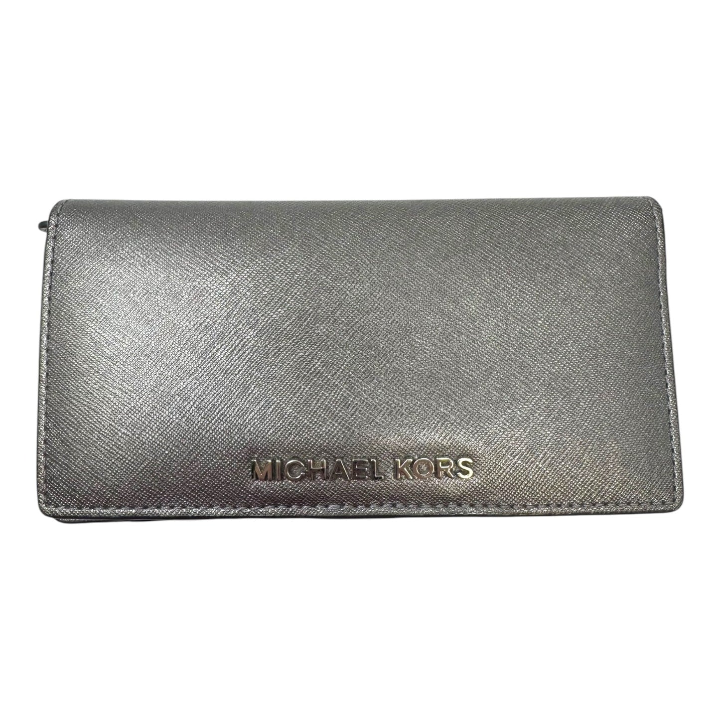 Metallic Saffiano Wallet Designer By Michael Kors, Size: Medium