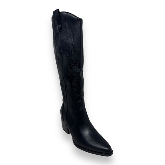 Western Tall Heeled Boots Designer By Dream Paris In Black, Size: 9