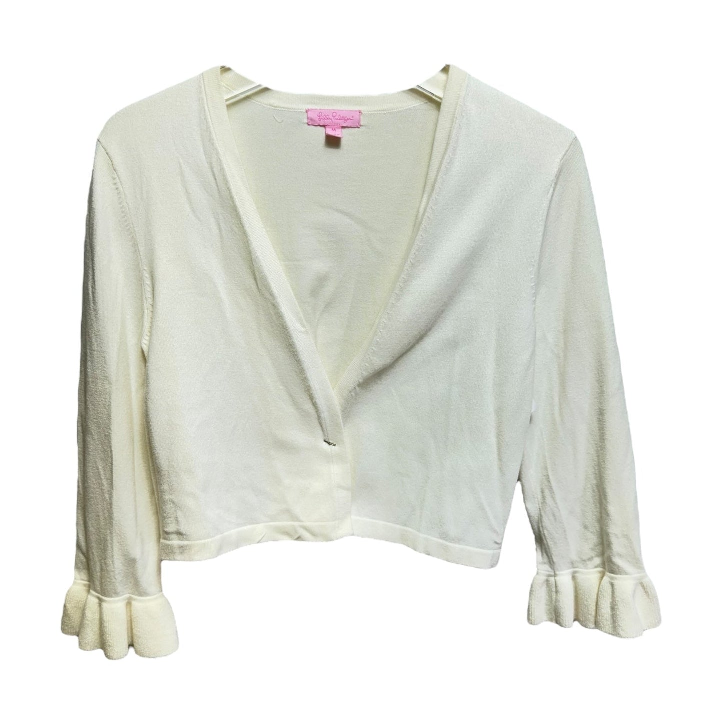 Sweater Cardigan Designer By Lilly Pulitzer In Cream, Size: M