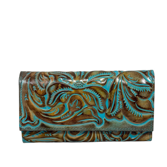 Terresa Tooled Leather Wallet Designer By Patricia Nash, Size: Large