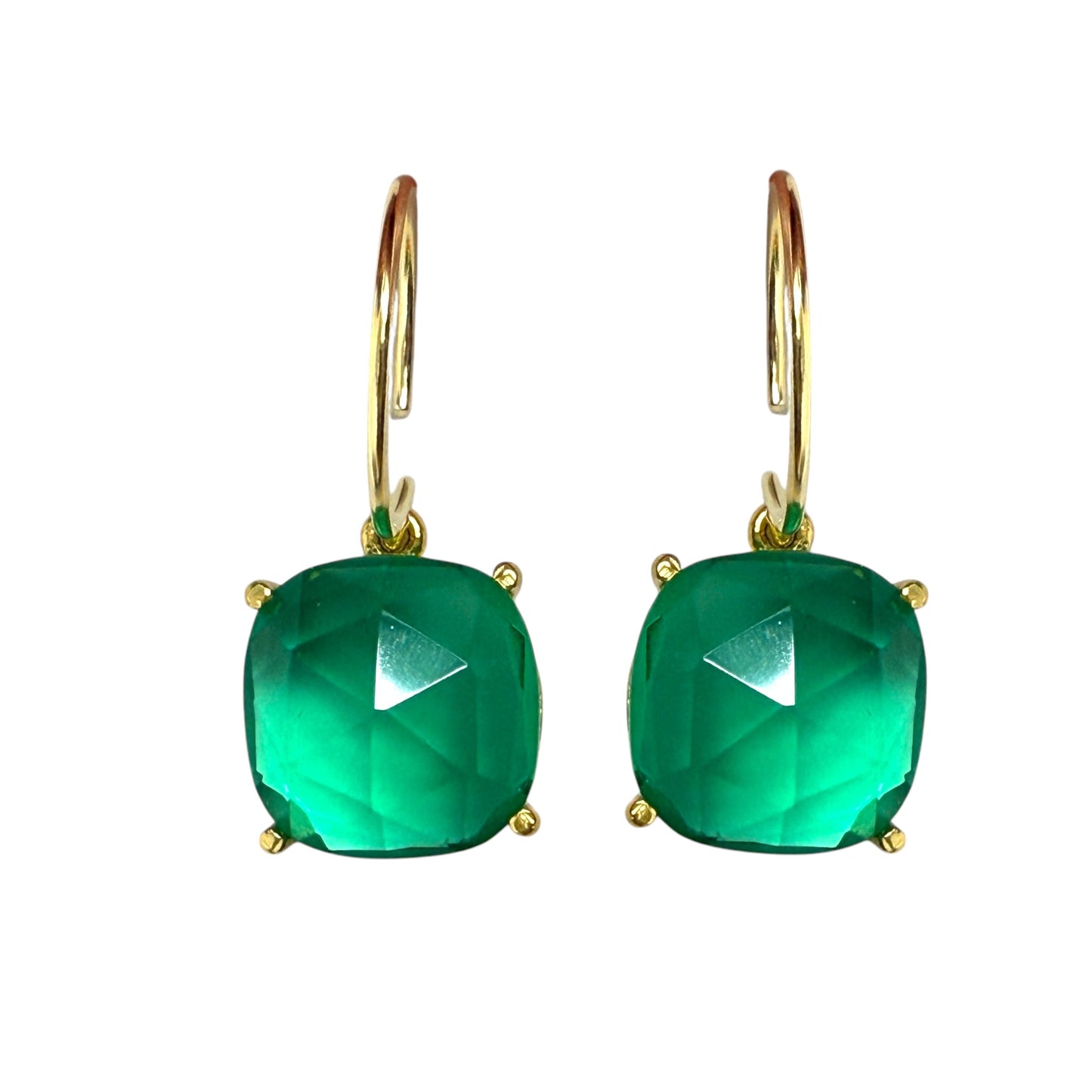 Faceted Green Stone Dangle Earrings Dangle/drop By Clothes Mentor