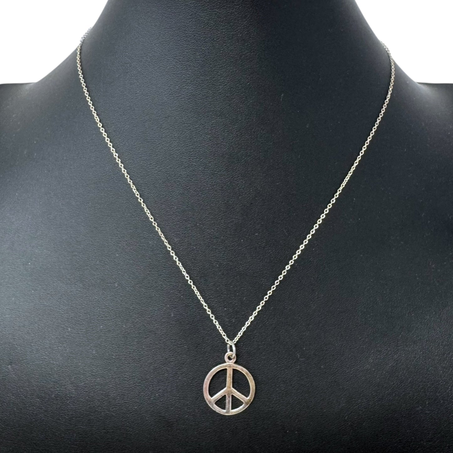 Sterling Silver Peace Symbol Necklace By Unbranded